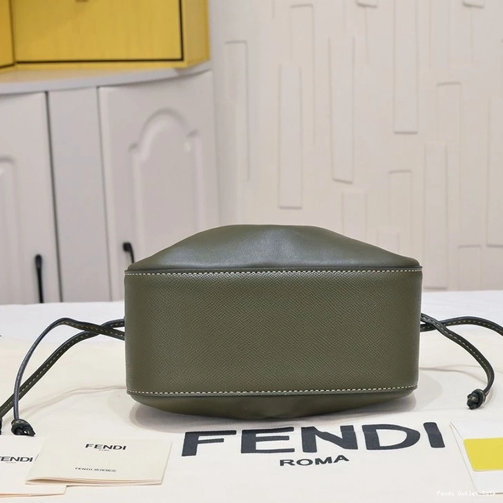 Cheap Bag Fendi Pomodorino Leather Green Bucket Calf In Mini 0729